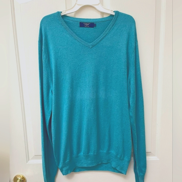J. Crew Teal V-Neck Sweater - Picture 1 of 8